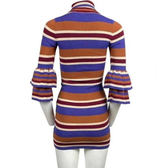 Turtleneck Mini Dress Blue/Rust - Picture 3 of 3